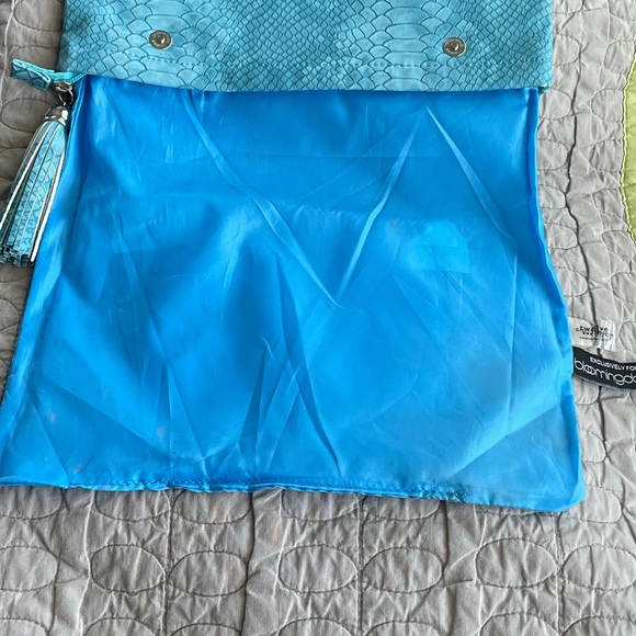 A Twelve NYC Blue Turquoise Faux Suede Clutch MADE Exclusively for Bloomingdales - Picture 10 of 11